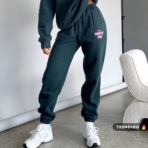 White Fox Sweatpants in Pine - Women XL Like New
